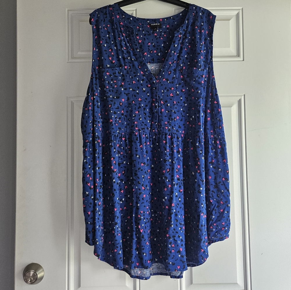 Torrid Blue Sleeveless Blouse with Relaxed Fit